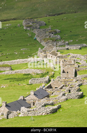 Historisches Dorf, Dorf Bucht, Hirta, St. Kilda Schottland, UNESCO-Welterbe Stockfoto