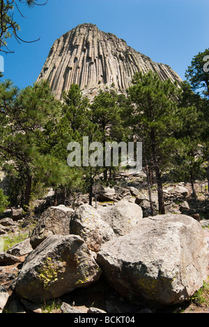 Ansicht des Devils Tower National Monument in Wyoming Stockfoto