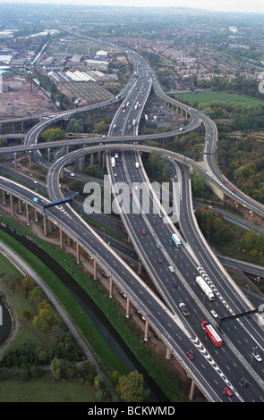 Spaghetti-Kreuzung M6 Autobahn Birmingham England Großbritannien Luftbild Stockfoto