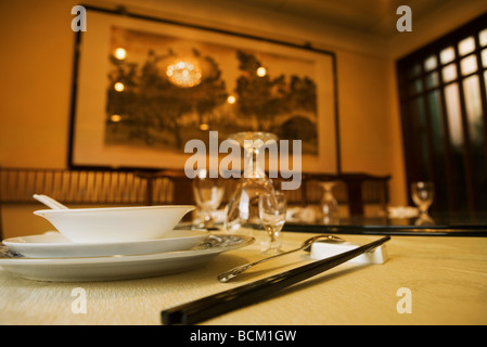 Nahaufnahme der Platte Einstellung am Tisch im restaurant Stockfoto