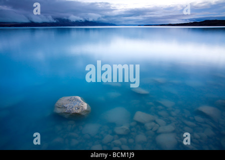 Glazialen Lake Pukaki im Morgengrauen Canterbury Neuseeland Südinsel April 2007 Stockfoto