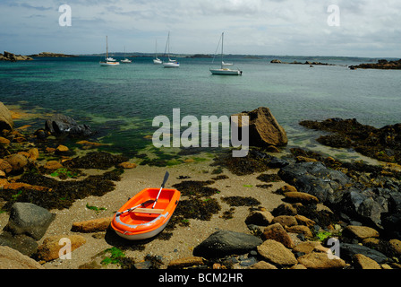 Granit-Strand der Bucht von Morlaix, Frankreich Stockfoto