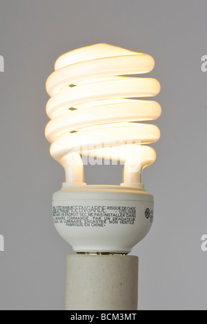 Energie effiziente kompakte Leuchtstoff Glühlampe Stockfoto