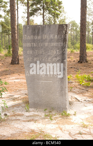Die Schlacht von Camden in South Carolina, USA, erinnert an einen wichtigen Ort des Unabhängigkeitskriegs. Stockfoto
