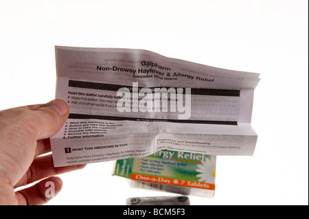 Anti-Histamin für Allergie und Insekt beißt Tabletten Stockfoto