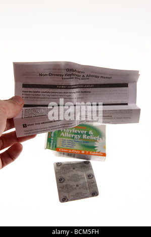 Anti-Histamin für Allergie und Insekt beißt Tabletten Stockfoto