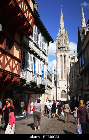 Fachwerkhäusern, Frankreich, Bretagne, Bretagne, Finistere, Finistère, Quimper Stockfoto