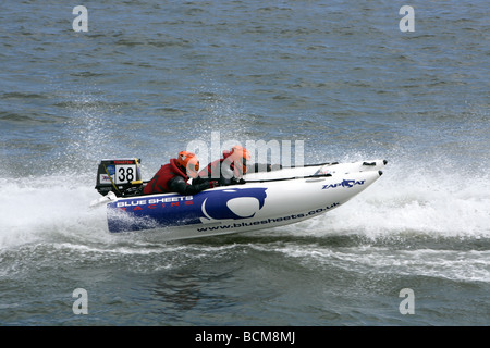 Zapcat Thundercat Motorboot Rennen. Plymouth Sound. Juli 2009. Schnelle Miete Stockfoto
