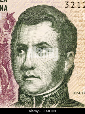 Jose de San Martin auf 5 Pesos 2003 Banknote aus Argentinien Stockfoto