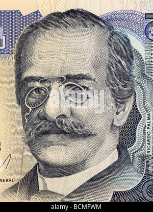 Ricardo Palma auf 10 Intis 1986 Banknote aus Peru Stockfoto