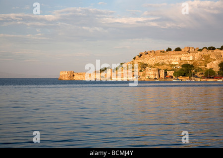 Mytilene Castle bei Sonnenuntergang Stockfoto