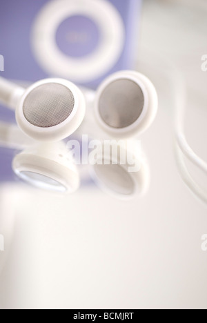 IPod Shuffle und Ohrhörer details Stockfoto