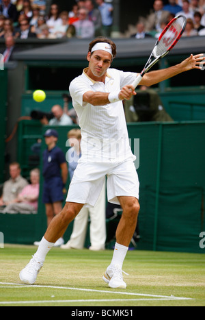 Wimbledon Championships 2009, Roger Federer SUI in Aktion Stockfoto