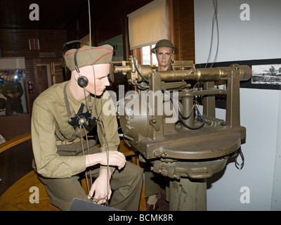Eine Darstellung von Soldaten und Kriegsgerät aus dem zweiten Weltkrieg am historischen Fort Stevens State Park-Oregon Stockfoto