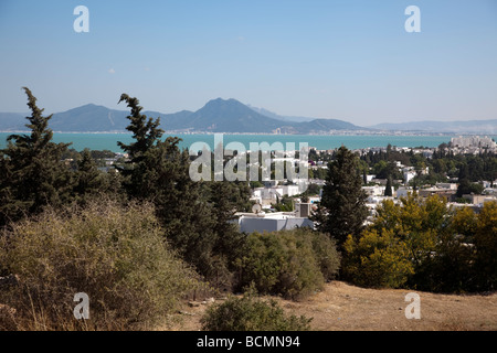 Neue Stadt Karthago in Tunesien, gesehen von der Website von den antiken römischen Ruinen Stockfoto