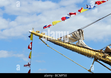 Der Bugspriet des russischen Großsegler Krusenschtern Stockfoto