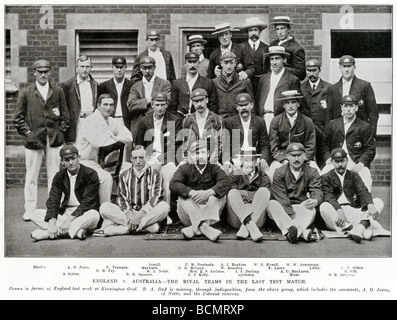 England und Australien 1905-teams auf den Abschlusstest der Asche im Oval des Spiels Drawn in zugunsten von England Stockfoto