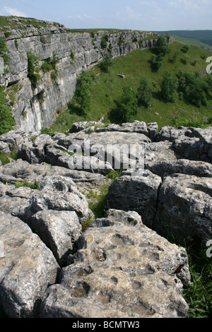 Kalkstein Pflaster bei Malham Cove, Yorkshire, England, UK Stockfoto