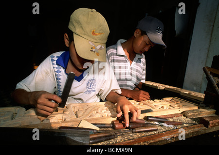 Vietnam, Hoi an, Kim Bong Dorf, Holzschnitzerei Stockfoto