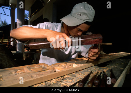 Vietnam, Hoi an, Kim Bong Dorf, Holzschnitzerei Stockfoto