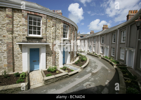 Stadt von Truro, England. Zeile der georgische Stadthäuser in Truro Walsingham statt. Stockfoto