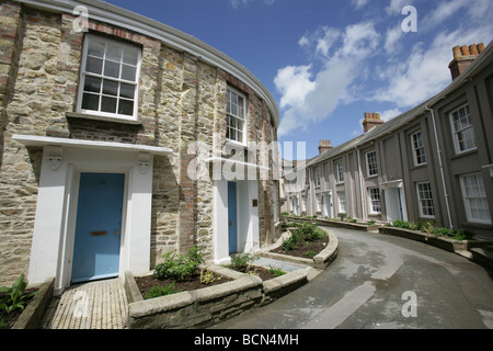 Stadt von Truro, England. Zeile der georgische Stadthäuser in Truro Walsingham statt. Stockfoto