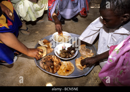 Sudan-Nubien Alltag in einem Innenhof, Tombos Stockfoto