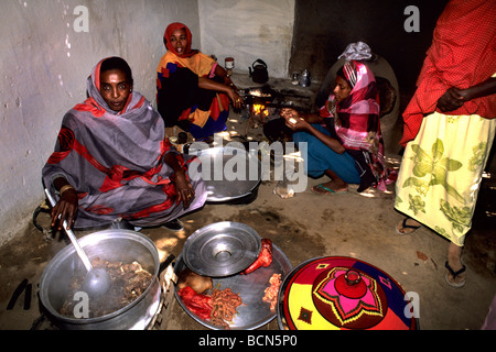 Sudan-Nubien Alltag in einem Innenhof, Tombos Stockfoto