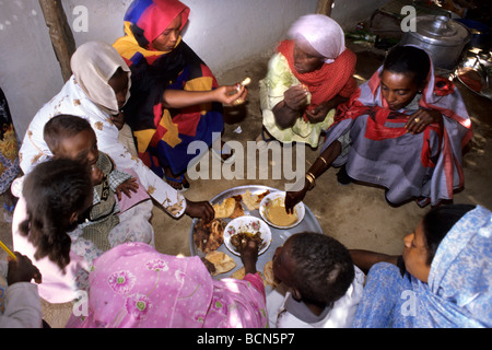 Sudan-Nubien Alltag in einem Innenhof, Tombos Stockfoto