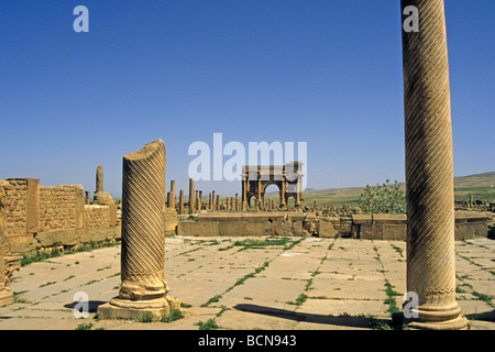 Algerien West Gate römische Stätte von Timgad zum UNESCO-Weltkulturerbe-Algerien Stockfoto
