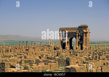 Algerien West Gate römische Stätte von Timgad zum UNESCO-Weltkulturerbe-Algerien Stockfoto