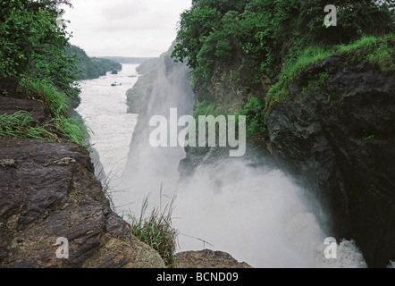 Blick Nil von der Spitze der Wasserfälle im Murchison Falls National Park Uganda Ostafrika Stockfoto