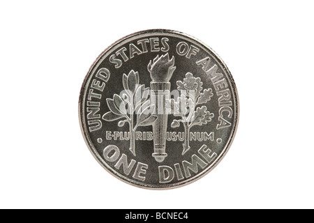 Franlkin Roosevelt Dime reverse Münze mit Beschneidungspfad. Stockfoto