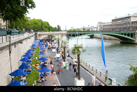 Paris Plage 2009, künstlich angelegten Strand am Fluss Seine Stockfoto