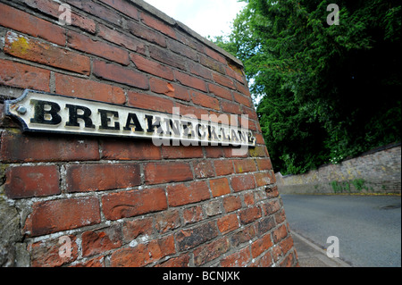 Halsbrecherische Lane eine lustige Straße Zeichen in lincolnshire Stockfoto