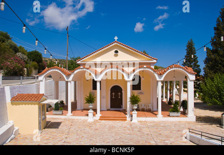 Kirche der Jungfrau Maria Lagouvarda Jungfrau Maria von den Schlangen in Markopoulo auf griechischen Insel von Kefalonia Griechenland GR Stockfoto