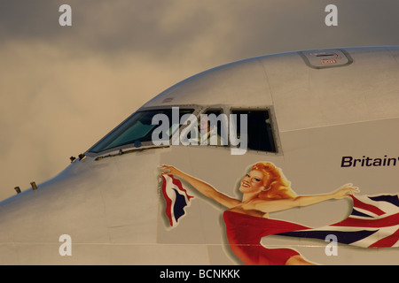 Nahaufnahme des Cockpits ein Jumbo Boeing 747 Stockfoto