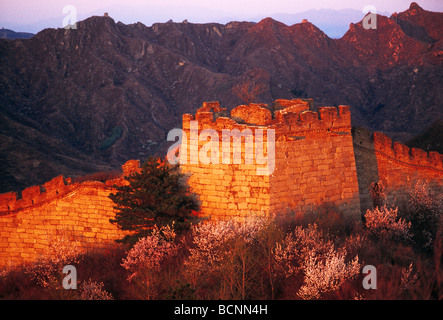 Mutianyu Great Wall in Sonnenuntergang, Huairou County, Peking, China Stockfoto