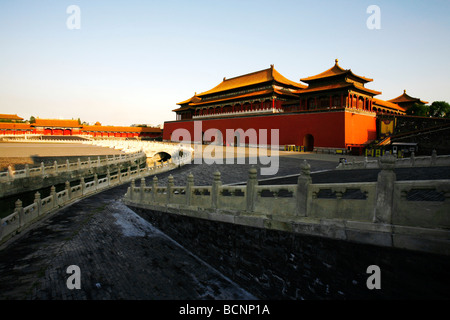 Meridian Gate und Golden Water Bridge, Verbotene Stadt, Peking, China Stockfoto