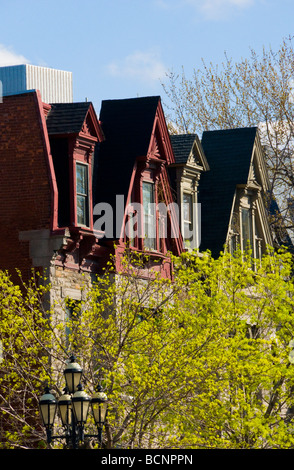 Typische Häuserzeile in Sherbrooke Avenue Montreal Quebec Kanada Stockfoto