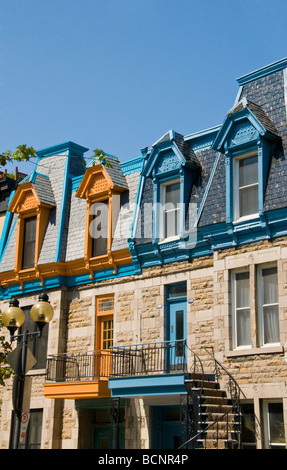 Typische Häuser auf dem Plateau Mont-Royal Montreal Kanada Stockfoto