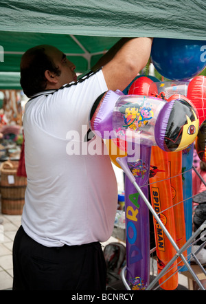 Asiatischen Markt Standinhaber Lager aufstellen Stockfoto