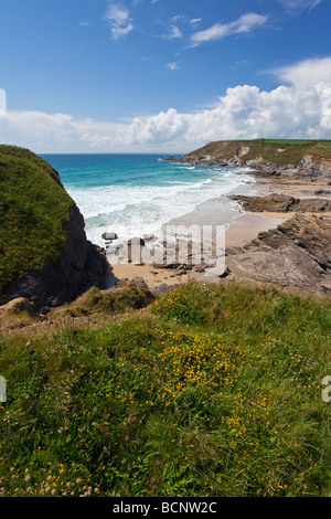 Gunwalloe-Dollar-Bucht auf der sonnigen Sommern Tag blauer Himmel Sonnenschein Lizard Halbinsel Cornwall England UK GB Vereinigtes Königreich große Britai Stockfoto