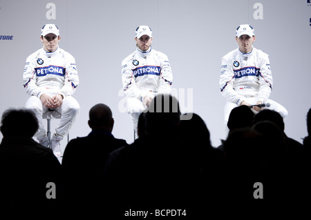 Christian Klien, Nick Heidfeld, Robert Kubica im BMW Sauber Team starten 2009 Stockfoto