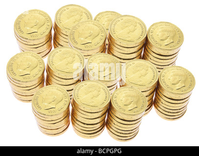 Stapel von Schokoladen-Münzen Stockfoto