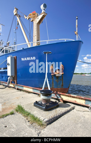 Kanadische Küstenwache Forschungsschiff Namao, vertäut im Hafen von Gimli. Stockfoto