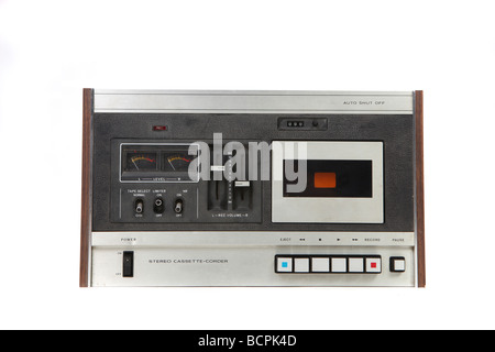 Vintage Tonbandaufnahme Cassettengerät Isolated on White Background Stockfoto