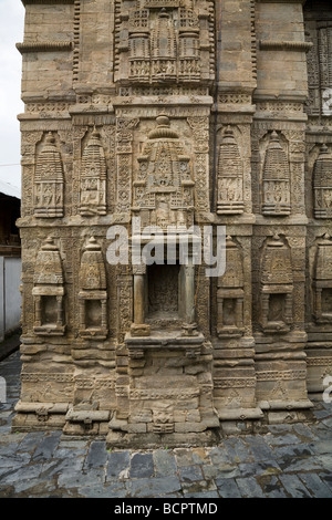 Mauerwerk im Laxmi Narayan-Tempel-Komplex. Chamba, Himachal Pradesh. Indien. Stockfoto