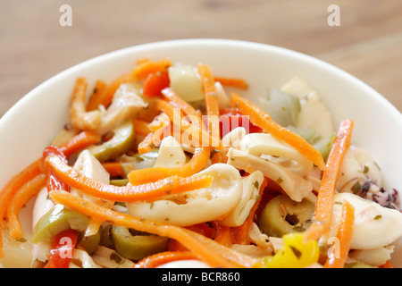 Frische Schüssel der Italienischen Stil gesunde Meeresfrüchte Antipasto Mahlzeit ohne Menschen Stockfoto