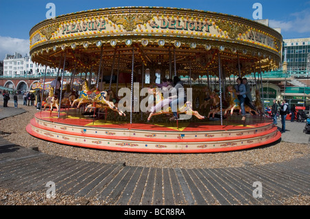 Ein Karussell auf Brighton Beach Stockfoto